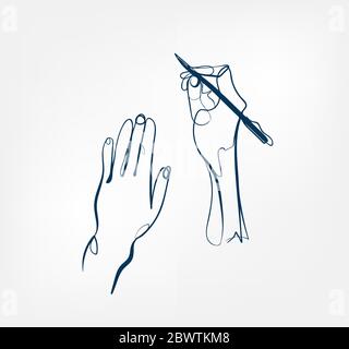 hand pen write one line vector design element Stock Vector