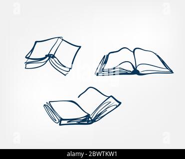 book set one line vector design element Stock Vector