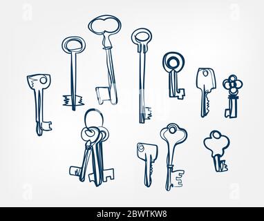 key set one line vector design element Stock Vector