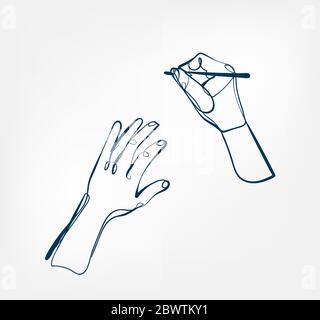 hand pen write one line vector design element Stock Vector