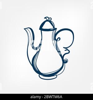 teapot one line vector design element Stock Vector