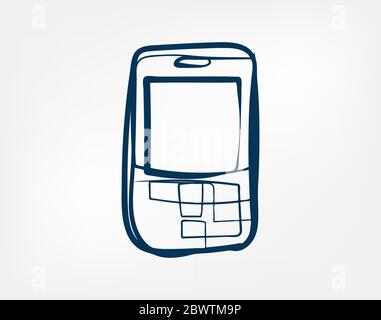 mobile phone one line vector isolated design Stock Vector