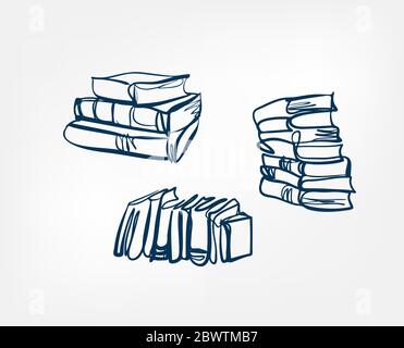book set one line vector design element Stock Vector