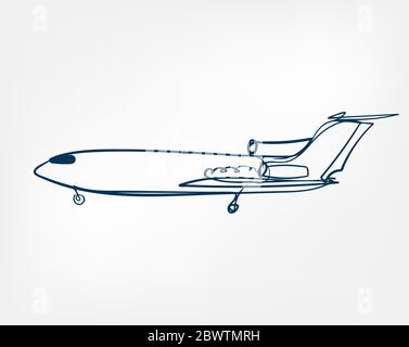plane one line vector isolated design Stock Vector