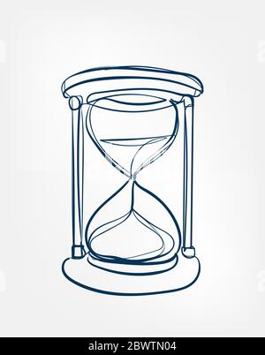 sand watch one line vector isolated design Stock Vector