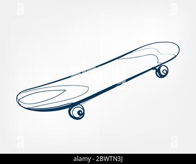 skateboard one line vector isolated design Stock Vector