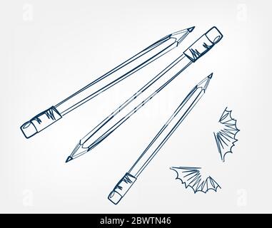 pencils one line vector isolated design Stock Vector