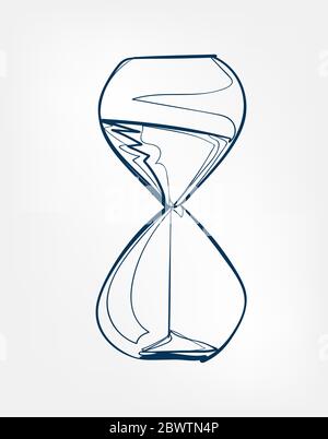 sand watch one line vector isolated design Stock Vector