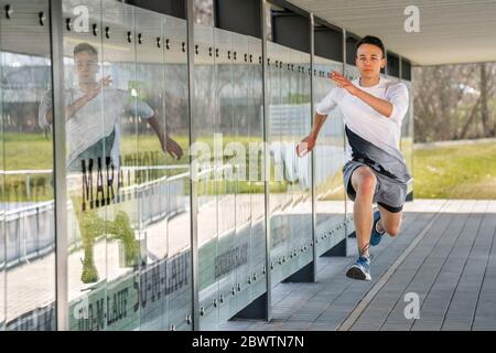 Jump training of athlete Stock Photo