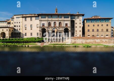 Italy, Tuscany, Florence, River canal in front of Uffizi Gallery Stock Photo