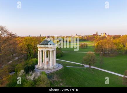 Germany, Bavaria, Munich, Aerial view of Monopteros in English Garden Stock Photo