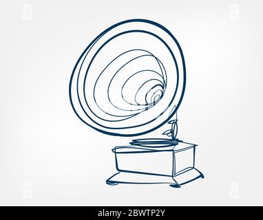 gramophone vector art line isolated doodle Stock Vector