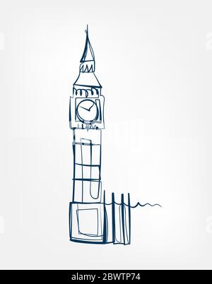 Big Ben London Sight vector art line isolated doodle Stock Vector