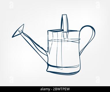 watering can vector art line isolated doodle Stock Vector