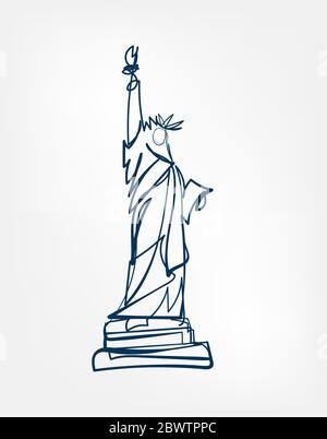 The Statue of Liberty Sight vector art line isolated doodle Stock Vector