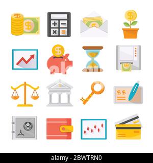 collection of finance and investment icons vector illustration Stock Vector