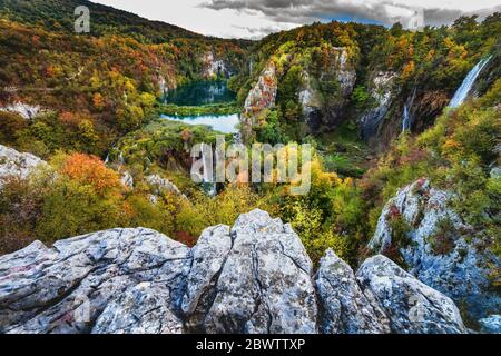 Croatia, Scenic landscape of Plitvice Lakes National Park in autumn