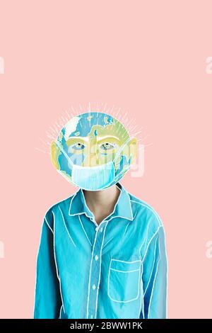 Download Earth With Surgical Mask Stock Photo Alamy PSD Mockup Templates