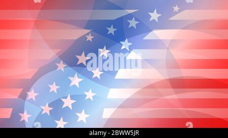 Independence day abstract background with elements of the american flag in red and blue colors Stock Vector