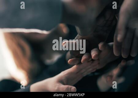 close up. multinational business team showing their unity. Stock Photo