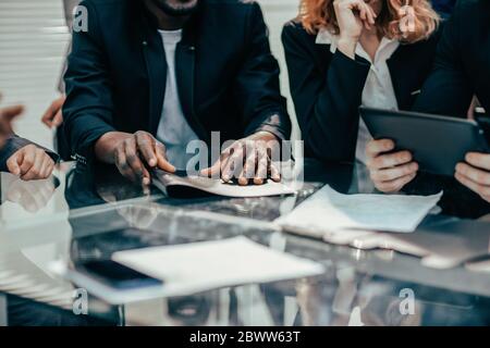 close up. working group discussing new ideas Stock Photo