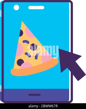 smartphone with pizza delivery app line and fill style icon Stock Vector