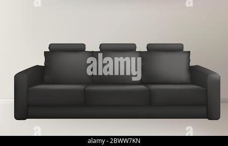mock up illustration of black corporate couch abstract background Stock Vector