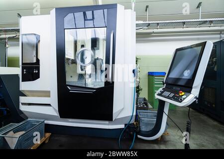 Germany, Bavaria, Munich, Production hall machinery Stock Photo