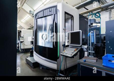 Germany, Bavaria, Munich, Production hall machinery Stock Photo