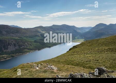 The View East Along Ennerdale Water from the Summit of Crag Fell, Ennerdale, Lake District, Cumbria, UK Stock Photo