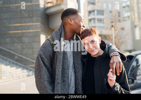 Portrait of young couple in the city Stock Photo
