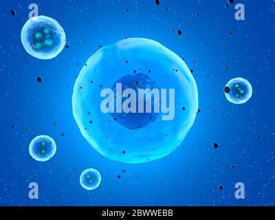 Three dimensional render of blue stem cells Stock Photo - Alamy