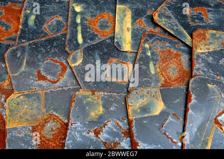 Closed up Rusty Plates Background. Stock Photo