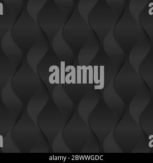 Black seamless texture. Wavy background. Interior wall decoration. Vector interior wall panel pattern. Stock Vector