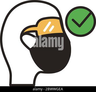 man using face mask line duo color style icon Stock Vector