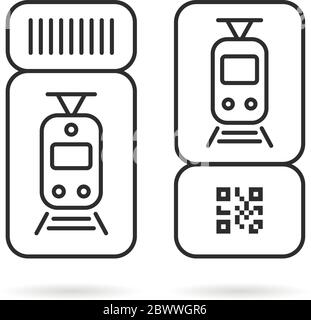thin line two suburban electric train tickets Stock Vector