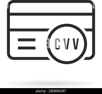 black thin line credit card with cvv code Stock Vector