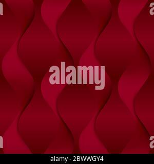 Red seamless texture. Wavy background. Interior wall decoration. Stock Vector