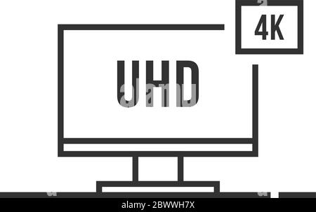 thin line 4k smart tv icon like uhd Stock Vector