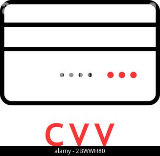linear thin line credit card with cvv Stock Vector