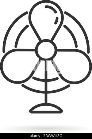 simple thin line black fan logo for airflow Stock Vector