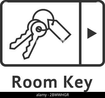 black thin line digital room key logo Stock Vector