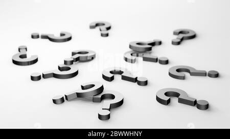 metallic question marks on white background Stock Photo - Alamy