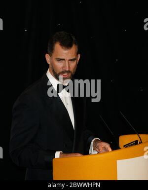 Crown Prince felipe of Spain and Princess Letizia, at Hotel Sheraton Plays Master of Ceremonies at awards celebrating excellence in British and international journalism. Stock Photo