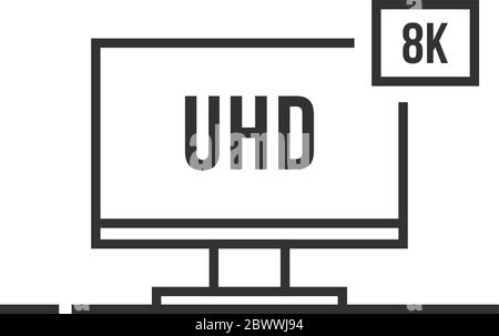 uhd like thin line 8k smart tv icon Stock Vector