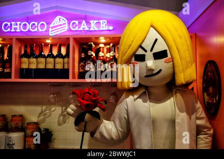 SEOUL, SOUTH KOREA - DECEMBER 24, 2018:  James, A young guy character is a famous LINE friends character. It's launched in 2011. Stock Photo