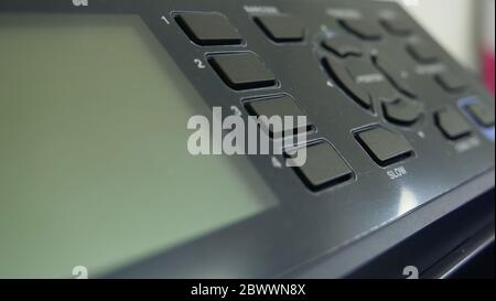 Industrial worker input data programing for CNC milling machine. Stock Photo