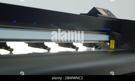 Industrial worker input data programing for CNC milling machine. Stock Photo