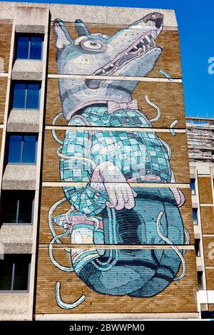 Wall Mural by Aryz on Nelson Street in Bristol, England UK Stock Photo