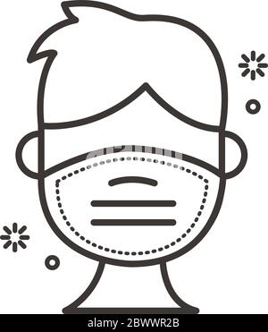 man using face mask line style icon Stock Vector